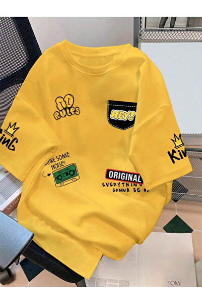 COHERENT Unisex Ανδρικά/Γυναικεία HEY Προσαρμοσμένα εμπριμέ βαμβακερά μπλουζά...