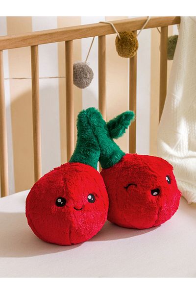 LC Waikiki Red Cherry Patterned Plush Baby Throw Pillow 26 cm