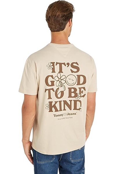 Tommy Hilfiger Men's Back Printed Beige Tshirt Dm0Dm18980Acg