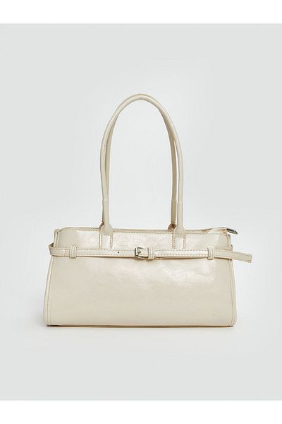 LC Waikiki Ecru Leather Look Women's Baguette Bag
