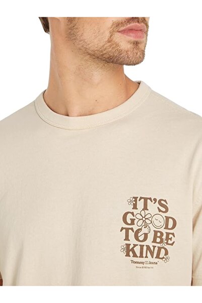 Tommy Hilfiger Men's Back Printed Beige Tshirt Dm0Dm18980Acg