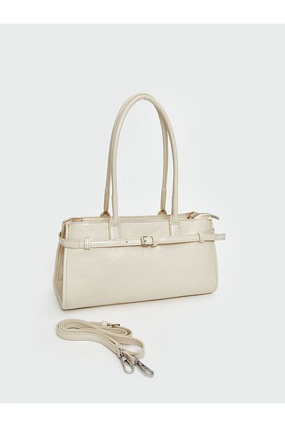 LC Waikiki Ecru Leather Look Women's Baguette Bag