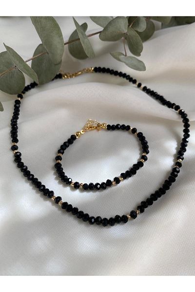 sabiha aksesuar Crystal Bead Necklace and Bracelet