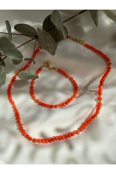 sabiha aksesuar Crystal Bead Necklace and Bracelet