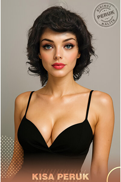 KONAK PERUK Doğal Görünümlü Fiber Kısa Peruk - Kahverengi