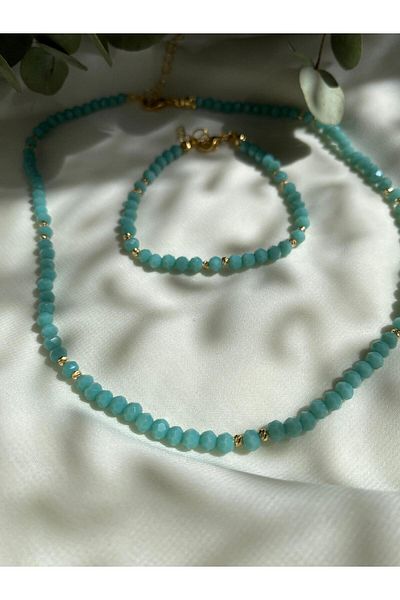 sabiha aksesuar Crystal Bead Necklace and Bracelet