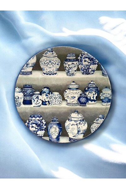 unique florya Duvar Tabağı Blue Blanc Dekoratif Tabak Duvar Süsü El Yapımı 26...