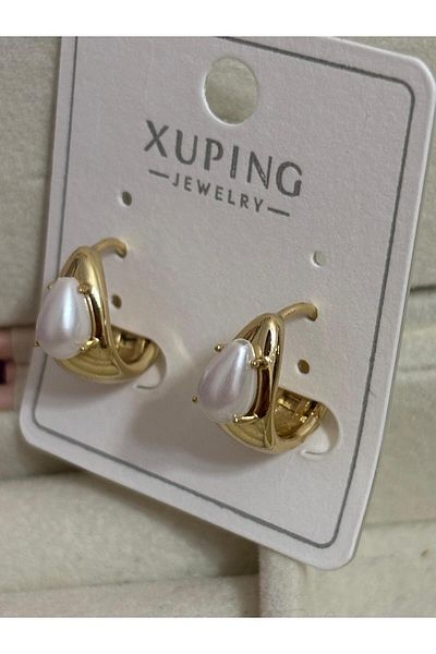 Akiha Aksesuar Pearl Drop Model Gold Mini Xuping Earrings