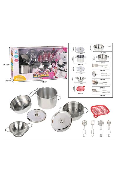 merland benvecocuk 3815-6 Steel Pot Pan Set 11 Pieces - Vardem Toy