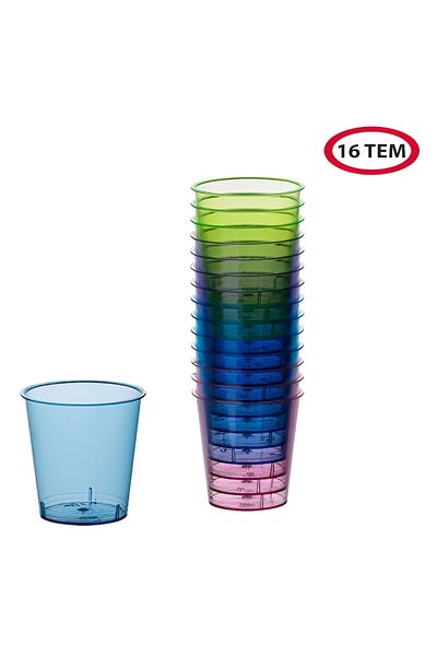 SyaMAG Reusable Plastic Shot Glasses 4 Pale Colors 30ml - 16 pcs
