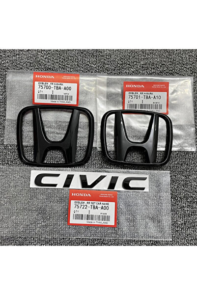 EDEXPORT VTR Honda Civic Piano Black Bagaj Yazısı Bagaj ve Panjur Arması Seti...
