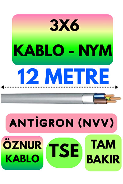 Avarson Öznur 3X6 ANTİGRON (NYM) Kablo (Gri) Metre Seçenekli 12 METRE