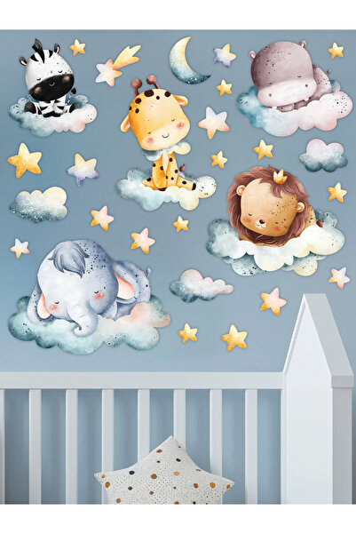 papermoods Uyuyan Sevimli Hayvanlar Temalı Duvar Sticker