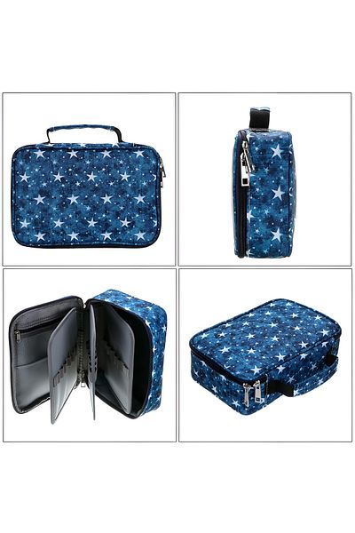 ZEQAS Penar Geantă 4 Compartimente 72 Accesorii Textil Lavabil cu Mâner & Stelute – Albastru