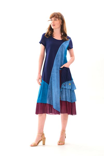 Butik Esra Kandemir Summer Cotton Washable Fabric Lining Floored Authentic Large Size Dress - 1040