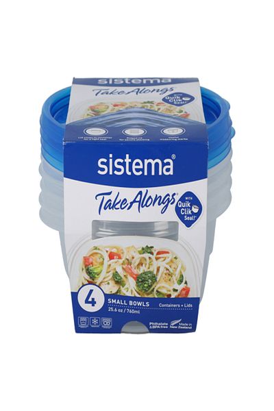Sistema 4-Piece TakeAlongs Small Food Storage Bowls
