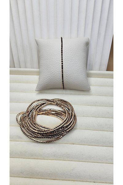 AURA Zircon Stone Waterway Bracelet Black&Gold
