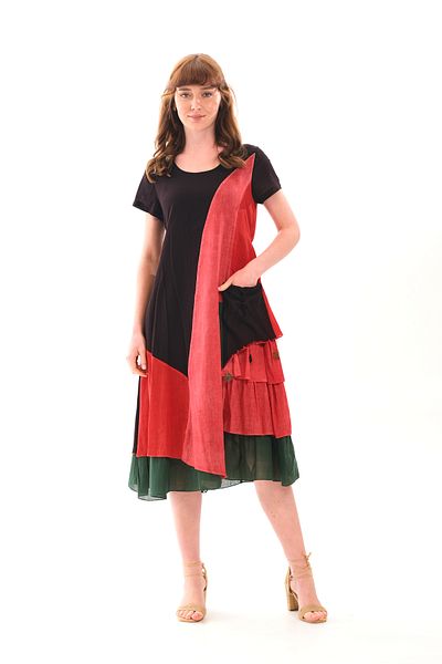 Butik Esra Kandemir Summer Cotton Washable Fabric Lining Floored Authentic Large Size Dress - 1040