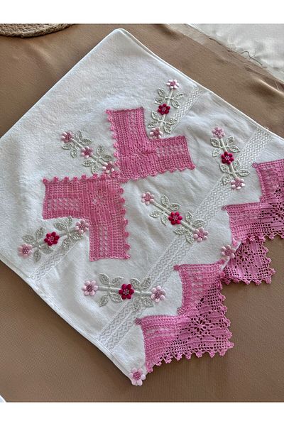 TUTUYA TEXTIL Χειροποίητο μοντέλο πεταλούδας Δαντελένια πετσέτα προσώπου Πετσέτα προίκας