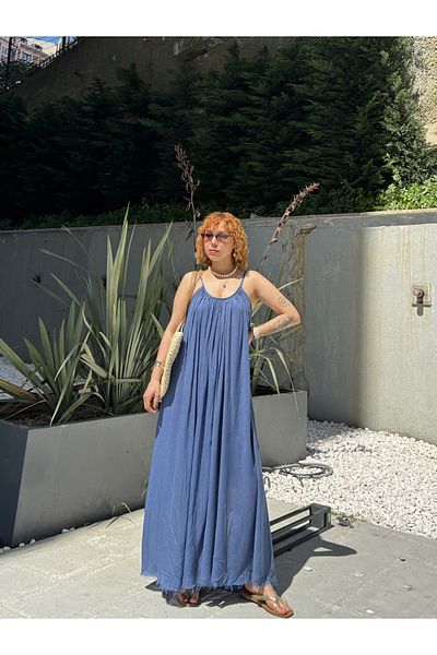 Bak'ap Rochie boemă lungă Premium Perry, 100% bumbac, căptușită pentru zbor, cu bretele subțiri