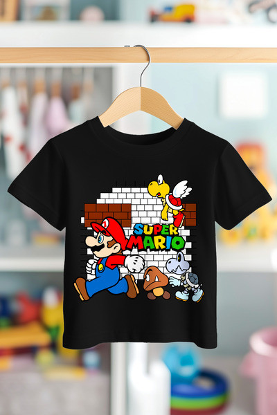 BookOrBook Tricou pentru copii Super Mario Bricks 100% bumbac de calitate premium (vârsta 3-12)