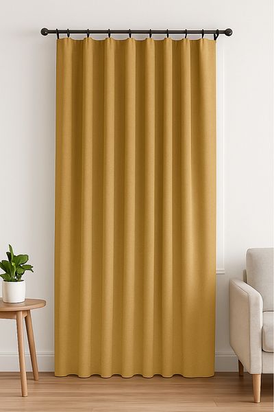 Luvora Home Nova Series Pleatless Linen Background Curtain - Mustard