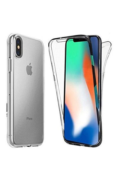 OEM 360 Degree Full Cover Silicone Case Compatible with iPhone Xs Max Transparent + Tempered Glass Film