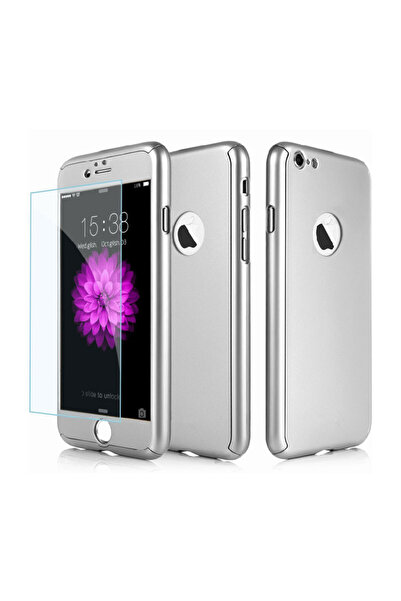 OEM Aisi Iphone 7 Πλήρης κάλυψη 360 + θήκη από γυαλί, Ασημί