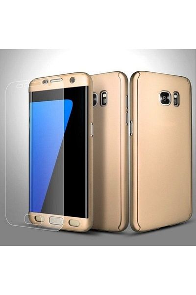 OEM Carcasă Samsung Galaxy S7 Edge Full Cover 360 aurie + folie de protecție