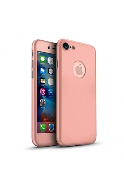 OEM Husă Apple iPhone 8, FullBody Elegance Luxury, auriu-roșu, acoperire completă la 360 de grade cu folie de sticlă