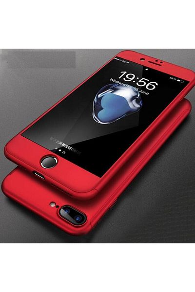 OEM Husă Apple iPhone 8 Plus, FullBody Elegance Luxury Red, acoperire completă la 360 de grade cu folie de sticlă