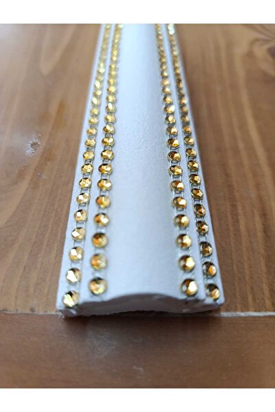 yeditepe osmanlı 4 Şeritli Dekoratif Altın Sarı Taşlı Strafor Köpük Çıta Kartonpiyer - 1 Metre