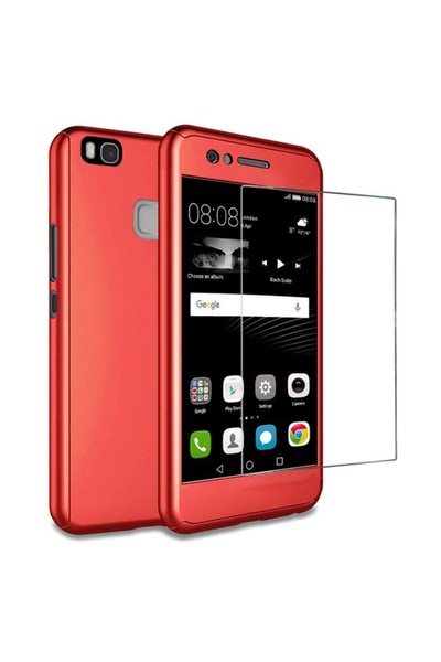 OEM Husă Full Cover 360° (față + spate + sticlă) pentru Huawei P9 Lite, roșie