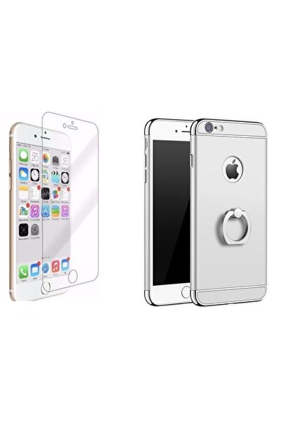 OEM Комплект калъф за Apple iPhone 7, MyStyle Elegance Luxury 3in1 Ring Silve...