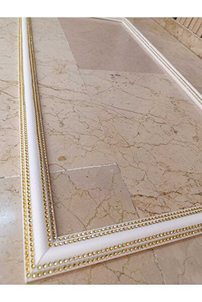 yeditepe osmanlı 4 Şeritli Dekoratif Altın Sarı Taşlı Strafor Köpük 3 lü Çerçeve Seti