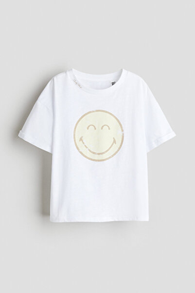 H&M Baskılı Oversize Tişört