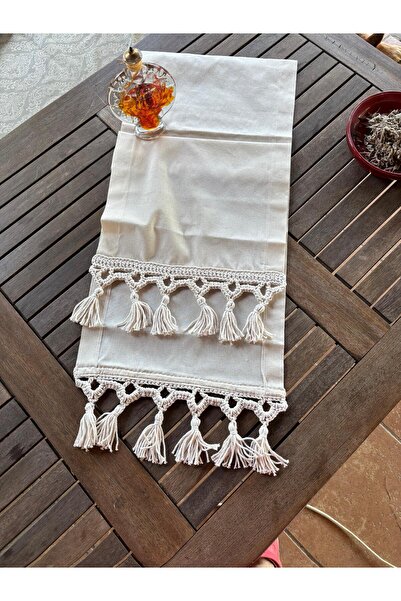 Goshıkı سجادة من الكتان الأصلي محبوكة يدويًا باللون الأبيض مقاس 35x150