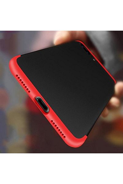 OEM Carcasă Apple iPhone SE2, Full Body 360° 3 în 1, Negru-Roșu