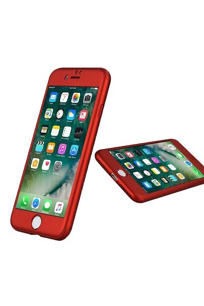 OEM Carcasă Dynamite Full Cover 360 pentru iPhone 8 Plus + folie de sticlă, roșie
