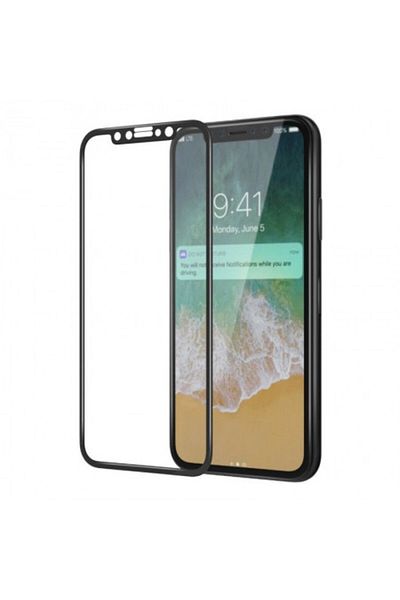 OEM Folie de protecție ecran din sticlă 5D pentru Apple iPhone X NEGRU