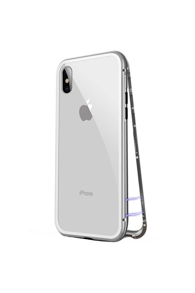 OEM Μαγνητική θήκη 360° + αυτοεπιδιορθούμενη μεμβράνη για iPhone X, Ασημί