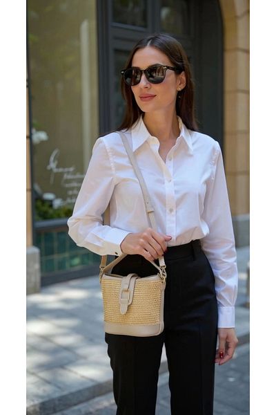 PayBuy Modern Straw and Canvas Buckle Mini Hand Shoulder Bag Cross Use Daily Elegance