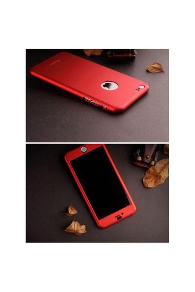OEM Husă MyStyle IPAKY FullBody, Apple iPhone 8 Plus, acoperire completă la 360 de grade, folie de protecție, roșie