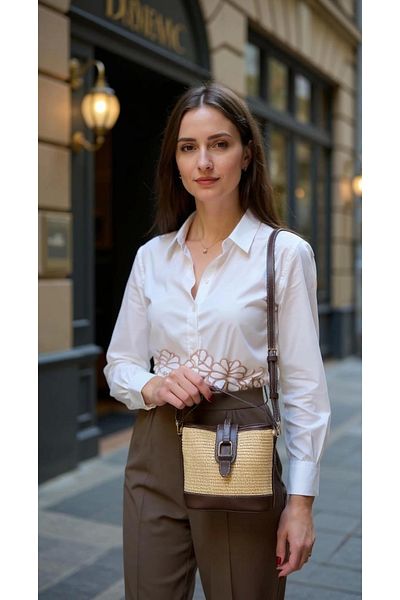 PayBuy Modern Straw and Canvas Buckle Mini Hand Shoulder Bag Cross Use Daily Elegance
