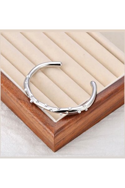 ANGELSS JEWELLERY İncili Taşlı Gümüş Kelepçe Bileklik Ayarlanabilir İncili Ta...