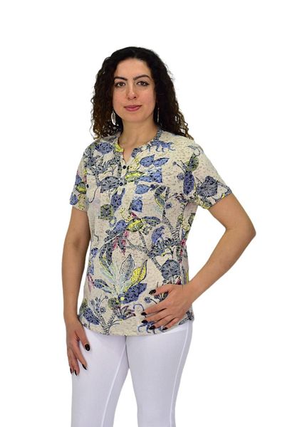 LİNSOLİTA Women's Short Sleeve Printed Pocket Blouse Bgl-St04699