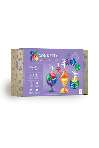 Connetix Set de construcție magnetic, pachet de expansiune în formă de curcubeu, plăci Connetix, 36 de piese, 3 ani+