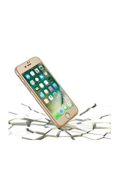 OEM Carcasă FullBody MyStyle iPaky Original Gold pentru Apple iPhone 8, acoperire completă la 360 de grade cu folie