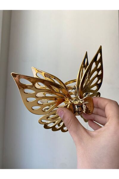 shop Butterfly Peg Hair Clip – Shiny Plastic, Gold/Silver Color, Large Size Women's Hair Accessory