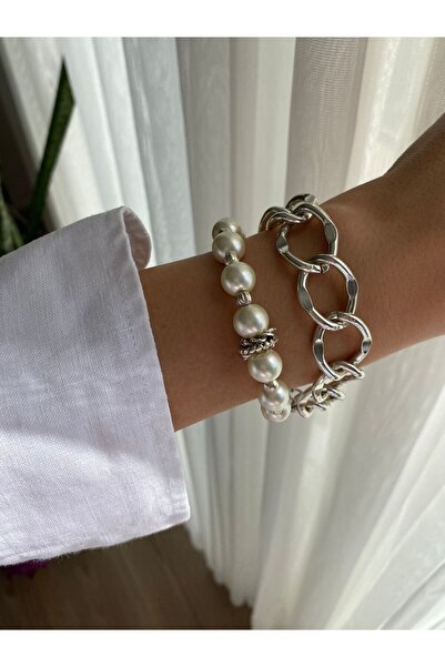 marsel aksesuar Double Pearl Design Bracelet Set